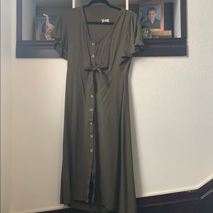 Green button up dress